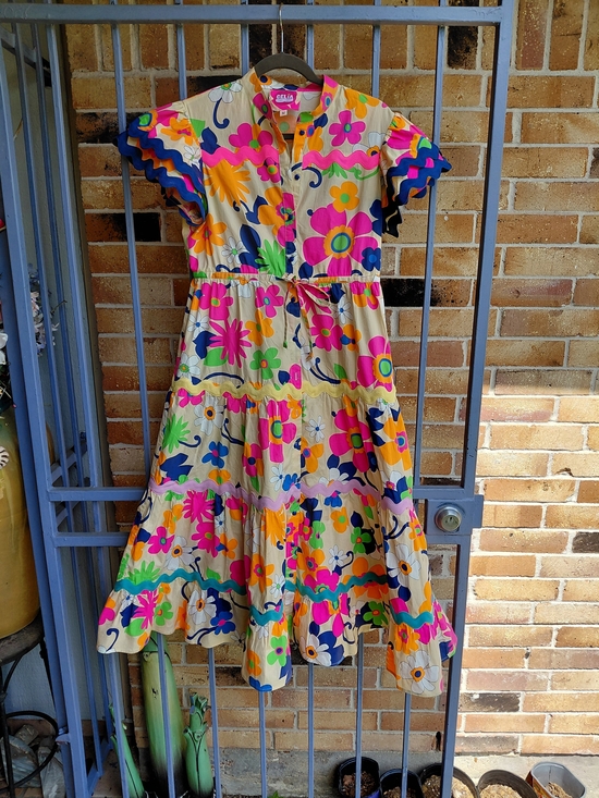 CeliaB Dresses & Skirts - CeliaB Vibrant Floral Tiered Dress in Pink, Yellow & Blue